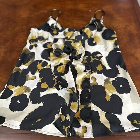 Cabi Women's Ingenue Leopard Print Ruffle Cami Shirt Top Size Small Style#174 - Picture 2 of 7